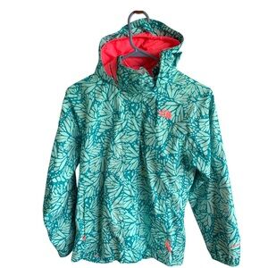 The North Face Green Pink Raincoat Weather Resistant Coat Hyvent Girls L 14/16